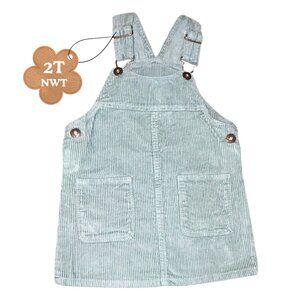 NWT OshKosh B’Gosh 2T Girls Corduroy Jumper Dress Overalls  Sage Green Toddler